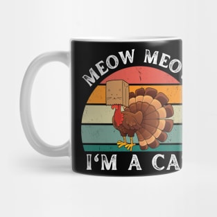 Thanksgiving Funny Turkey Fake Cat Retro Mug